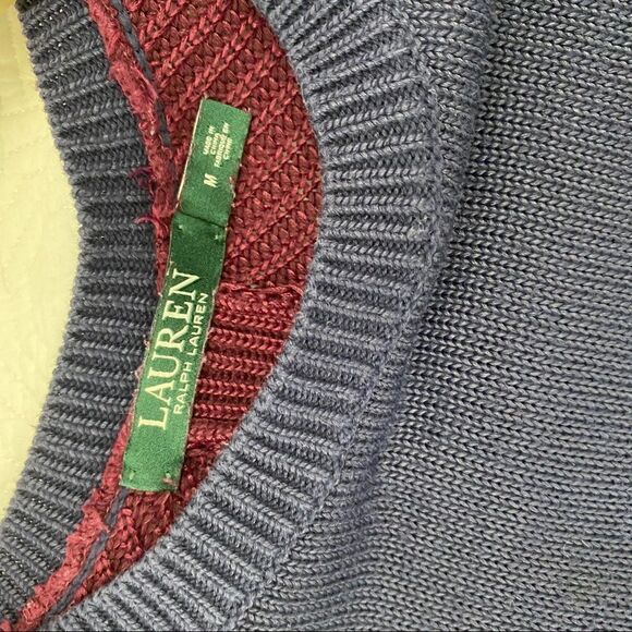 Lauren RL navy Maroon colorblock slouchy sweater - Picture 5 of 6